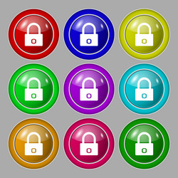 Lock sign icon locker symbol on nine round vector