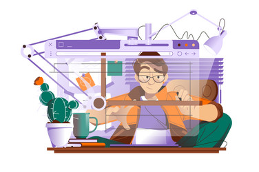 man working on website or app ui ux design vector image