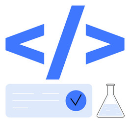 html code symbol with verified checkmark vector image