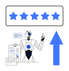 robot with analysis report and arrow under five vector image