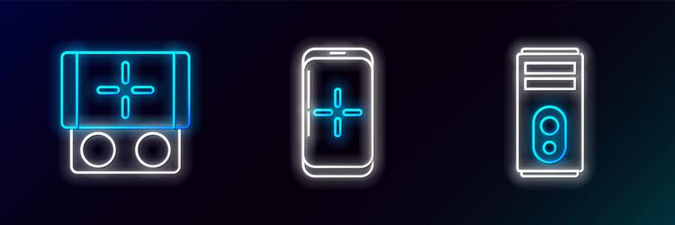 Set line computer portable video game console vector