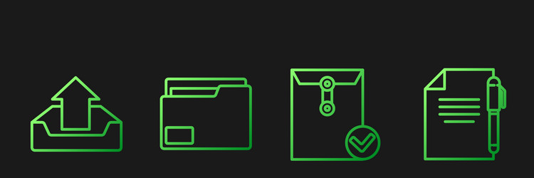 Set line envelope and check mark upload inbox vector