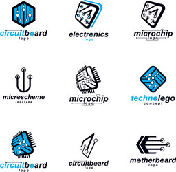 set of microprocessor scheme abstract logotypes vector image