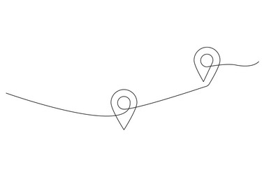 Continuous one line drawing of path and location vector