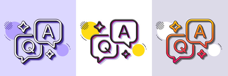 qa line icon question and answer mark halftone vector image