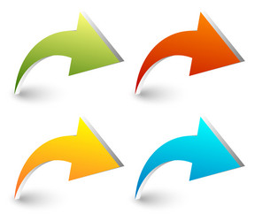 3d curved bent arrows in four colors vector