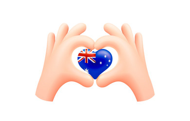 Australia flag in form of hand heart national vector