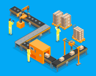 Automated Factory Isometric View vector