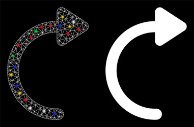 Glowing mesh wire frame rotate cw icon with flash vector