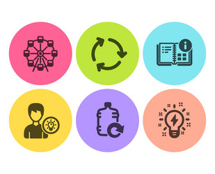 person idea ferris wheel and recycling icons set vector