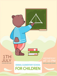 Bear schoolboy writing on blackboard geometry vector