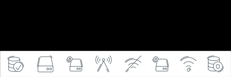 network and database line icons linear set vector image