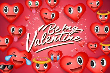 valentines day background with heart emoticons vector