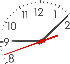 Clock face with red second hand vector