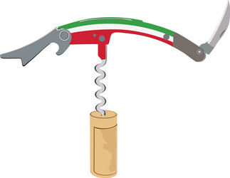 corkscrew for extraction and uncorking closed vector image