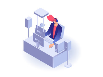 man working at the computer vector image
