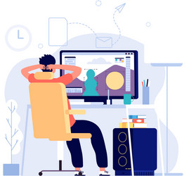 Man Working on Computer - Office Concept vector image