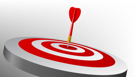 3d red dart hit the dartboard mockup vector image