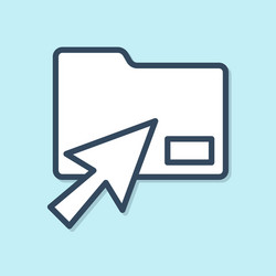 Blue line cursor click document folder icon vector