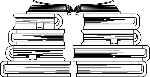sketch silhouette stack of books with open book vector image