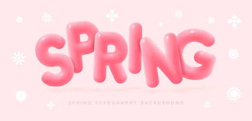 Spring typography background with 3d text vector