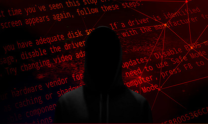 Hacker Silhouette with Code Background vector image