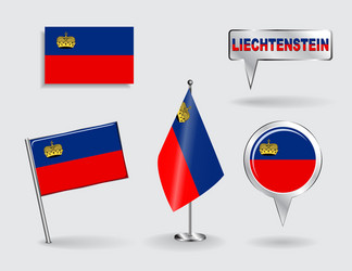 set of liechtenstein pin icon and map pointer vector