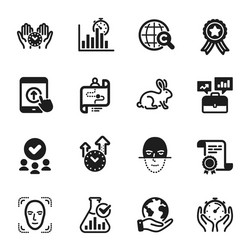 Set science icons such as face detection time vector