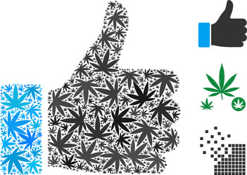 Thumb up collage of weed leaves vector