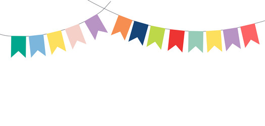 bunting little flags hanging on string isolated vector image