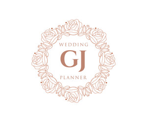Gj initials letter wedding monogram logos Vector Image