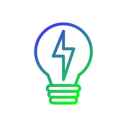 gradient lightbulb with lightning bolt icon vector image