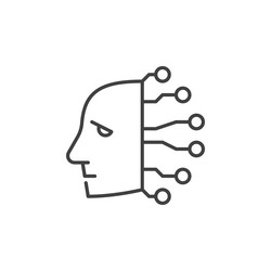 Robot head with circuits artificial intelligence vector