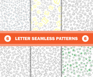 set of seamless pattern with mail envelopes vector image