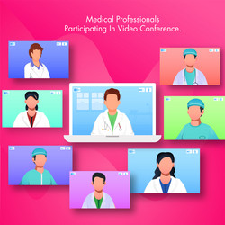 medical professional participating in video vector