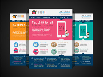 one page website flat ui design template vector image