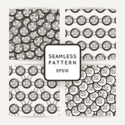 set of seamless patterns with buttons vector image