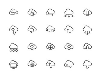 set technology icon cloud computing connection vector image