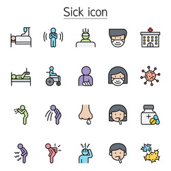 sick icon set in thin line style color vector image
