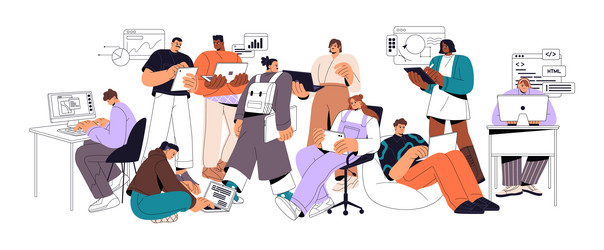 teamwork development concept team of programmers vector image