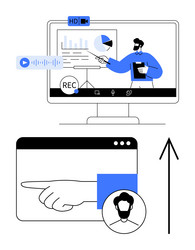 virtual presentation and interactive webinar vector image