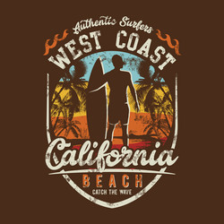 West Coast Surfing Vibes Vector Image