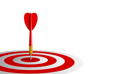 3d red dart hit the dartboard mockup vector image