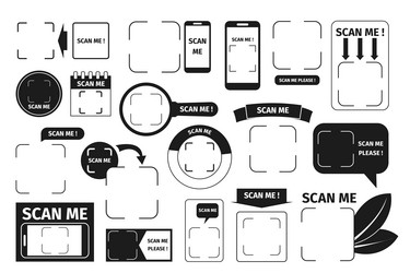 empty qr codes frames set scan me electronic vector image