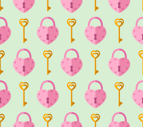 Seamless pattern from padlock key with heart shape vector