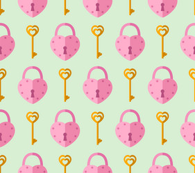 seamless pattern from padlock key with heart shape vector