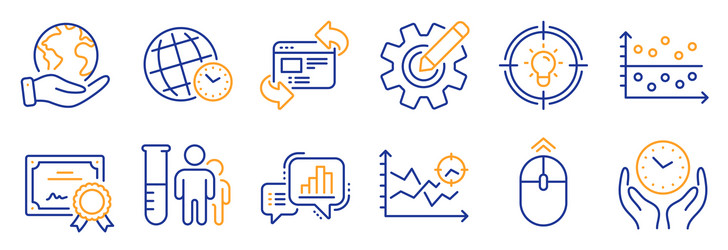 Set science icons such as graph chart idea vector