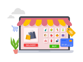 online grocery store shopping concept vector