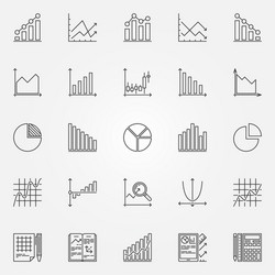 Statistical Charts & Graphs Icons vector image