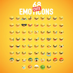 68 different cute high-detailed emoticon set vector